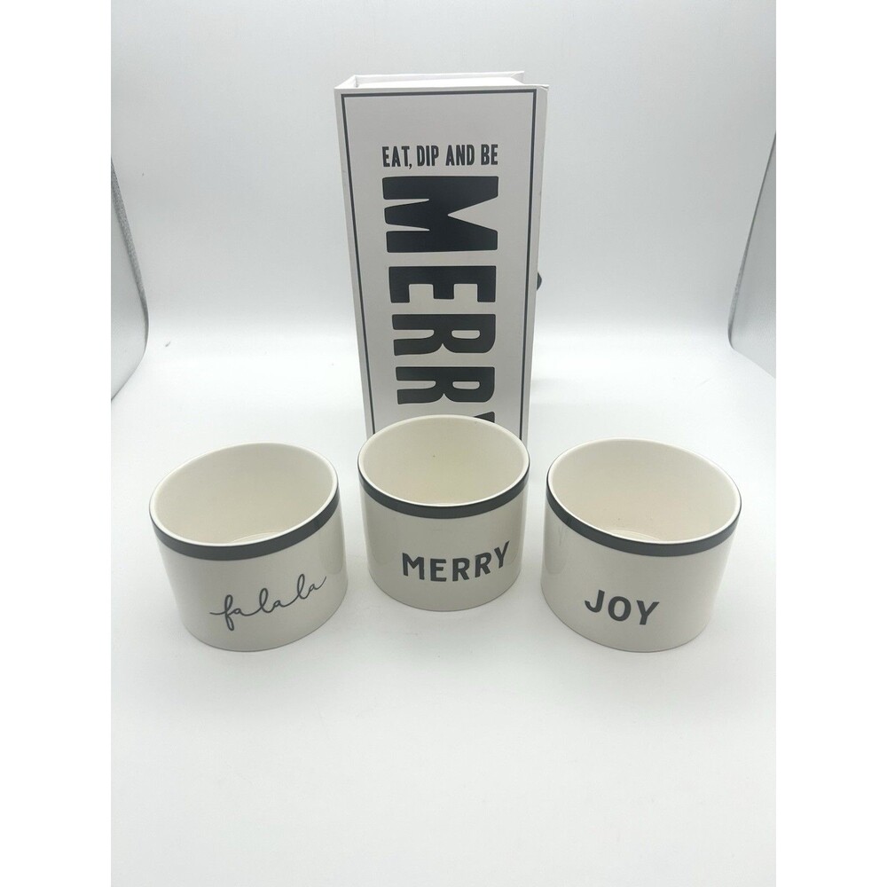 Santa Barbara DS Holiday  Dip Bowl Set Joy Merry Falala Ceramic Gift  Christmas
